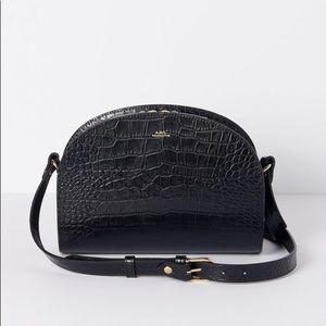 A.P.C. SAC DEMI LUNE - BLACK EMBOSSED CROC